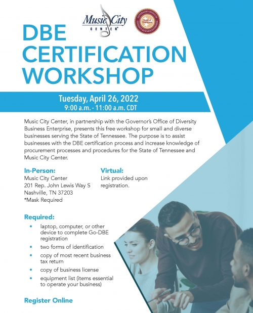 Flyer: DBE Certification Workshop, April 2022